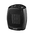 Brentwood H-C1601 Portable Ceramic Space Heater And Fan, 8-1/2" x 9", Black