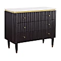 Coast to Coast Davina Transitional Marble/Wood 3-Drawer Chest, 32”H x 40”W x 18”D, Carlyle Black/Gold