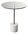 Adesso® Blythe End Table, Round, 21"H x 17-3/4"W x 17-3/4"D, Clear/White