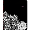 AT-A-GLANCE® Cambridge FloraDoodle Weekly/Monthly Appointment Book, Letter-Size, Black, January To December 2022, 589-905