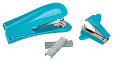 Office Depot® Brand Half-Strip Stapler With Staples And Remover, Blue 1 thumbnail image