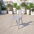 Flash Furniture Commercial Grade Metal Indoor-Outdoor Chair With Arms, Silver 1 thumbnail image