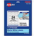 Avery® Print-To-The-Edge TrueBlock® Labels With Sure Feed®, 94220-TWMP100, Rectangle, 1" x 2", Matte White, Pack Of 2400 1 thumbnail image