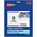 Avery® Permanent Labels With Sure Feed®, 94603-CMF10, Heart, 2-9/32" x 1-27/32", Matte Clear, Pack Of 120 1 thumbnail image