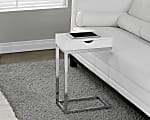 Monarch Specialties Accent Table With Side Drawer, Glossy White/Chrome 1 thumbnail image