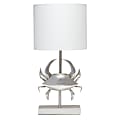 Simple Designs Shoreside Pinching Crab Table Lamp, 18-1/4"H, White/Brushed Nickel