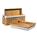 Rossie Home® Lap Tray With Pillow Basket Set, 4-1/8”H x 17-1/2”W x 4-1/8”D, Natural Bamboo, Set Of 2 Lap Trays