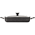The Rock One Pot 9" x 13" , 5.3-Quart Rectangular Dish with Lid - Cooking, Baking - Dishwasher Safe - Oven Safe - Griddle1.33 gal x 9" x 12" - Black - Stainless Steel Handle - Glass Lid 1 thumbnail image
