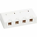 Eaton Tripp Lite Series Surface-Mount Box for Keystone Jacks - 4 Ports, White, TAA - 4 x Total Number of Socket(s) - White - Acrylonitrile Butadiene Styrene (ABS) - TAA Compliant 1 thumbnail image