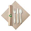 CaterWrap Pre-Rolled Cutlery, Linen-Like Napkin, Natural/White, Case Of 100 Rolls