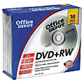 Office Depot® Brand DVD+RW Rewritable Media With Slim Jewel Cases, 4.7GB/120 Minutes, Pack Of 10 1 thumbnail image
