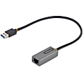 StarTech.com USB to Ethernet Adapter, USB 3.0 to 10/100/1000 Gigabit Ethernet LAN Adapter, 11.8in/30cm Attached Cable, USB to RJ45 Adapter 1 thumbnail image