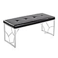 LumiSource Constellation Contemporary Faux Leather Bench, Black/Silver