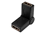 4XEM 90 Degree Swivel HDMI A Female To HDMI A Female Adapter - 1 Pack - 1 x 19-pin HDMI (Type A) Digital Audio/Video Female - 1 x 19-pin HDMI (Type A) Digital Audio/Video Female - Gold Connector - Gold Contact - Black