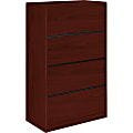HON® 10500 20"D Lateral 4-Drawer File Cabinet, Mahogany