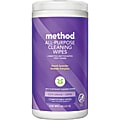 Method Plant-Based Cleaning Wipes, French Lavender Scent, 4" x 4", 70 Wipes Per Tub