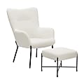 LumiSource Izzy Metal Lounge Accent Chair With Ottoman, White/Black