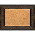 Amanti Art Non-Magnetic Cork Bulletin Board, 24" x 18", Natural, Ridge Bronze Plastic Frame