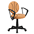 Flash Furniture Vinyl Low-Back Task Chair With Arms, Basketball, Black/Orange 1 thumbnail image