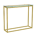 Eurostyle Sandor Console Table, 30-1/3”H x 35-4/5”W x 10”D, Matte Brushed Gold/Clear