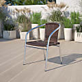Flash Furniture Lila Rattan Commercial Indoor/Outdoor Restaurant Stack Chair, Dark Brown/Gray
