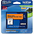 Brother P-touch TZe 1" Laminated Lettering Tape - 15/16" Width - Direct Thermal - Fluorescent Orange - 1 Each - Water Resistant - Self-adhesive, Abrasion Resistant, Chemical Resistant, Fade Resistant, Temperature Resistant, High Durable