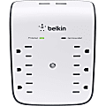 Belkin 6 Outlet Surge Protector w/ 2 USB Ports - Safe Charge for Mobile Devices, Tablets, & More - 900 Joules - 2 x USB, 6 x AC Power - 900 J - USB 1 thumbnail image