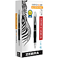 Zebra® GR8 Gel-Ink Retractable Rollerball Pens, Medium Point, 0.7 mm, Black Barrel, Black Ink, Pack Of 12
