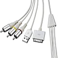 4XEM Apple® 30-Pin To RCA Composite Audio/Video Plus USB Charging, 5.91', White/Red/Yellow