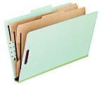 Pendaflex® Pressboard Classification Folders, 8 1/2" x 11", Letter Size, 2 Dividers, Corona Green, Box Of 10