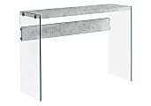Monarch Specialties Riley Accent Table, 32"H x 44"W x 15-3/4"D, Gray Cement