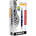 Zebra® Pen GR8® Gel Retractable Rollerball Pens, Pack Of 12, Medium Point, 0.7 mm, Blue Barrel, Blue Ink