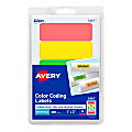 Avery® Self-Adhesive Removable Print Or Write Color Coding Labels, 5481, Rectangle, 1" x 3", Assorted (Green, Orange, Red, Yellow), Pack Of 200