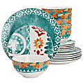 Spice By Tia Mowry Savory Saffron 18-Piece Fine Ceramic Dinnerware Set, Teal 1 thumbnail image