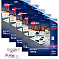 Avery® Blank Tickets with Tear-Away Stubs - 1 3/4" Width x 5 1/2" Length - Laser, Inkjet - Matte White - 20 / Sheet - 1000 / Carton