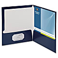 Oxford™ Laminated Twin-Pocket Folders, 8 1/2" x 11", Navy, Box Of 25
