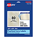 Avery® Pearlized Permanent Labels With Sure Feed®, 94610-PIP25, Star, 3/4" x 3/4", Ivory, Pack Of 2,000 Labels