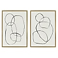 Uniek Kate and Laurel Sylvie Framed Canvas Wall Art Print, 23" x 33", Modern Circles And Going In Circles, Gold, Set Of 2