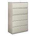 HON® 20"D Lateral 5-Drawer File Cabinet With Lock, Light Gray