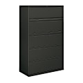 HON® 42"W x 19-1/4"D Lateral 5-Drawer File Cabinet With Lock, Charcoal