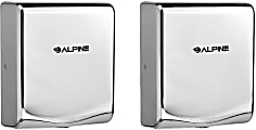 Alpine Industries Willow Commercial High-Speed Automatic Electric Hand Dryers, Chrome, Pack Of 2 Dryers