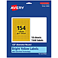 Avery® Print-To-The-Edge Labels With Sure Feed® Technology And Easy Peel® Label Feature, 94503-BYP10, Round, 1/2", Matte Bright Yellow, Pack of 1540 1 thumbnail image