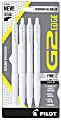 Pilot G2 Edge White Gel Pens, Fine Point, 0.7mm, White Barrels, Black Ink, Pack of 4 pens 1 thumbnail image