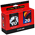 Lexmark™ 70/20 Black And Tri-Color Ink Cartridges, Pack Of 2, 12A1970, 15M0120 1 thumbnail image