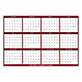 2025 SwiftGlimpse Daily/Yearly Wall Calendar, 48" x 72”, Maroon, January 2025 To December 2025, SG 2025 MAR