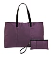 Tote With Matching Clutch, 10"H x 23"W x 9"D, Purple