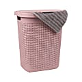 Mind Reader 50L Slim Laundry Hamper Clothes Basket With Lid, 21"H x 13-3/4"W, Pink
