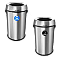 Alpine Industries Stainless Steel Open Top Recycling Bin And Trash Receptacles, 17 Gallons, Silver, Pack Of 2 Receptacles 1 thumbnail image