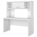 kathy ireland® Office by Bush Business Furniture Echo 60"W Credenza Desk With Hutch, Pure White, Standard Delivery