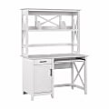 Bush® Furniture Key West 48"W Small Computer Desk With Hutch, Pure White Oak, Standard Delivery